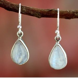 925 Sterling silver and moonstone drop earrings